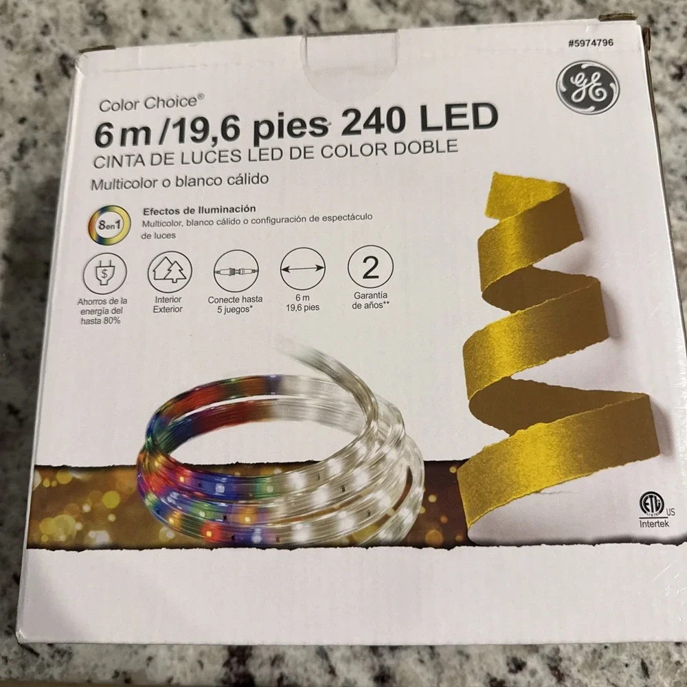 GE 8 in 1 Color choice Dual Color Cool Bright LED Tape Lights 19.6' 6m/ 240 LED